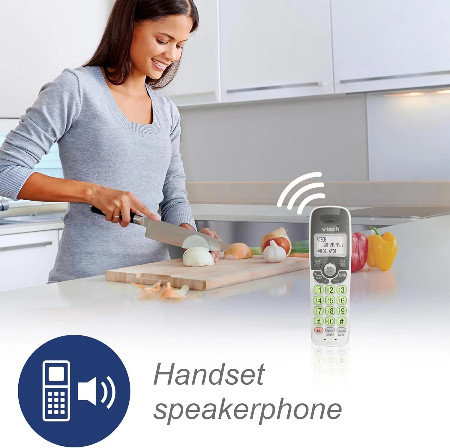 [New] VTech VG131 DECT 6.0 Cordless Phone - Bluetooth Connection, Blue-White Display, Big Buttons, Full Duplex Speakerphone, Caller ID,Easy Wall Mount, 1000ft Range (White/Grey)