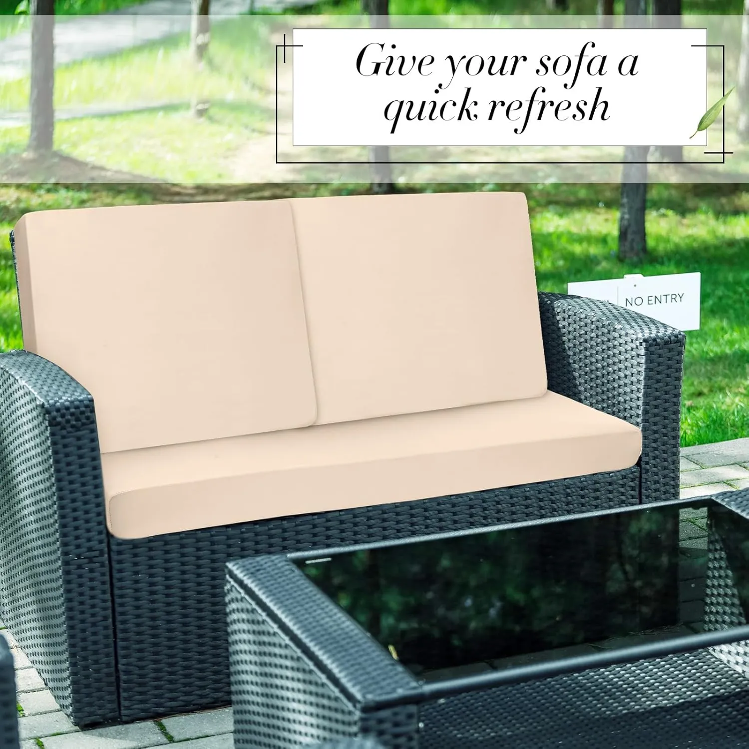 Newwiee 8 Pcs Stretch Patio Outdoor Cushion Covers Replacement for 4 Backrests and 4 Patio Cushions Covers, Waterproof Couch Sofa Chair Seat Slipcover Furniture Protector(Beige)