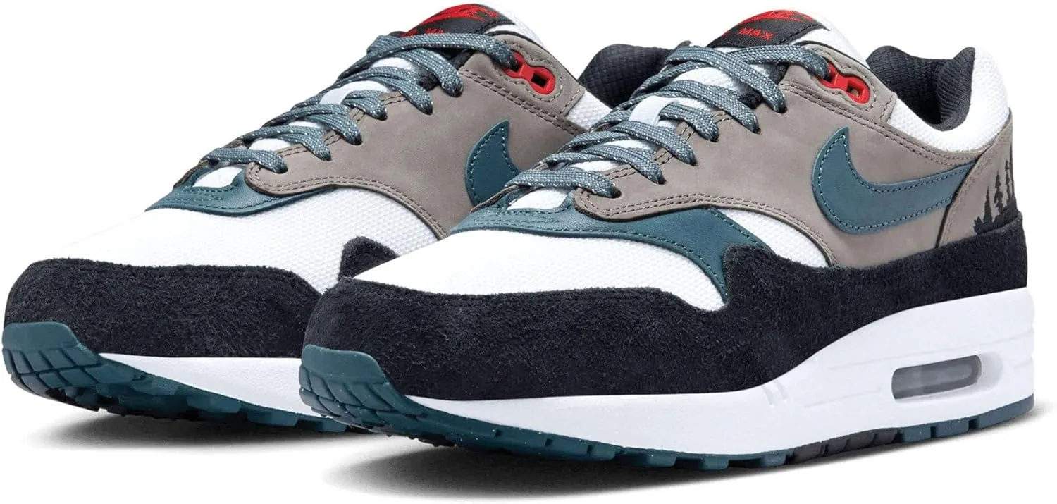 Nike Men's Air Max 1 PRM Escape White/Slate Blue-Black (FJ0698 100) - 7.5