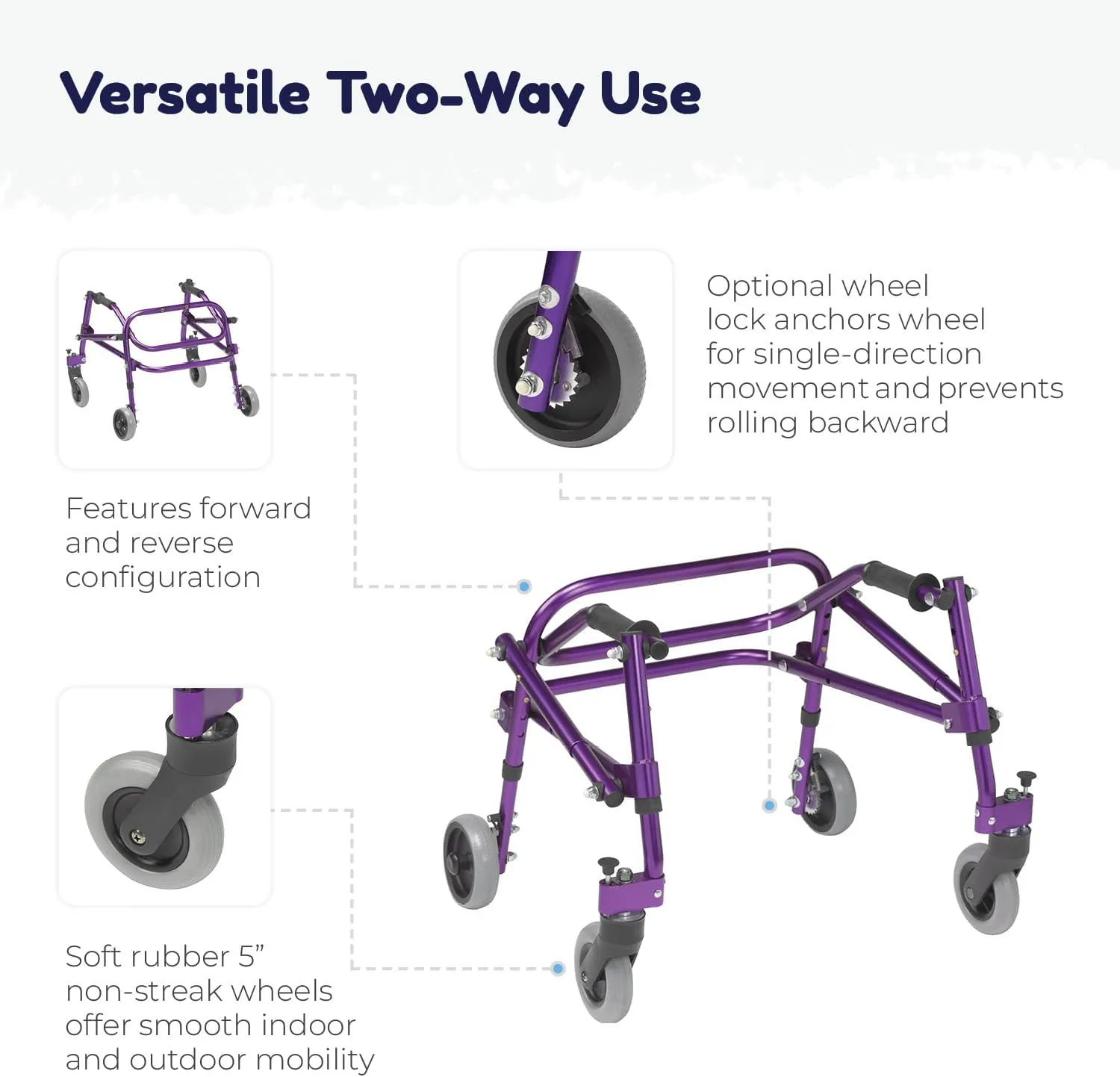 Nimbo 2G Mobility Aid Lightweight Posterior Walker, Large, Wizard Purple