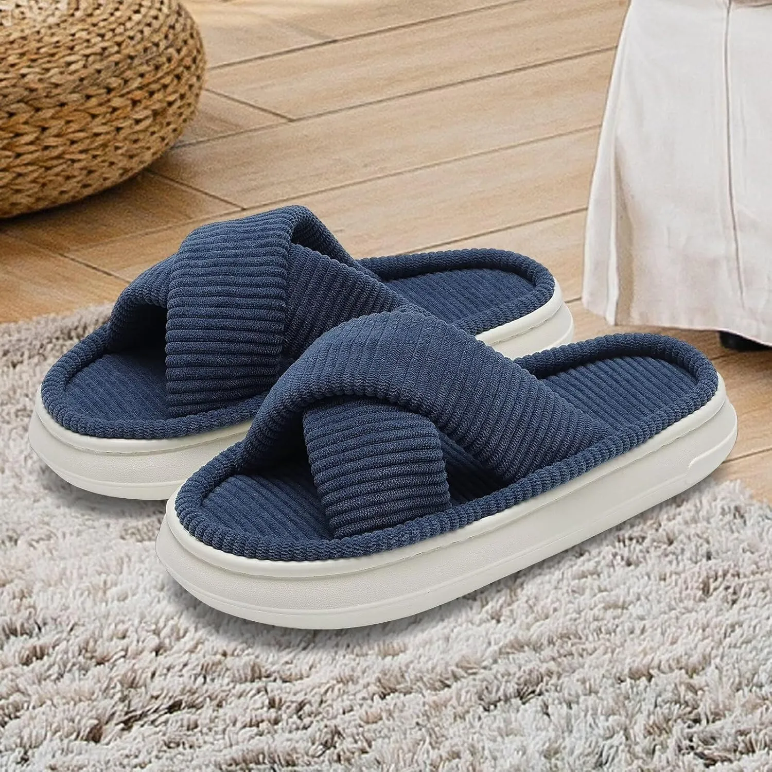 NineCiFun Platform Slippers for Women Indoor and Outdoor Women's Summer Slippers Open Toe Slide House Bedroom Shoes