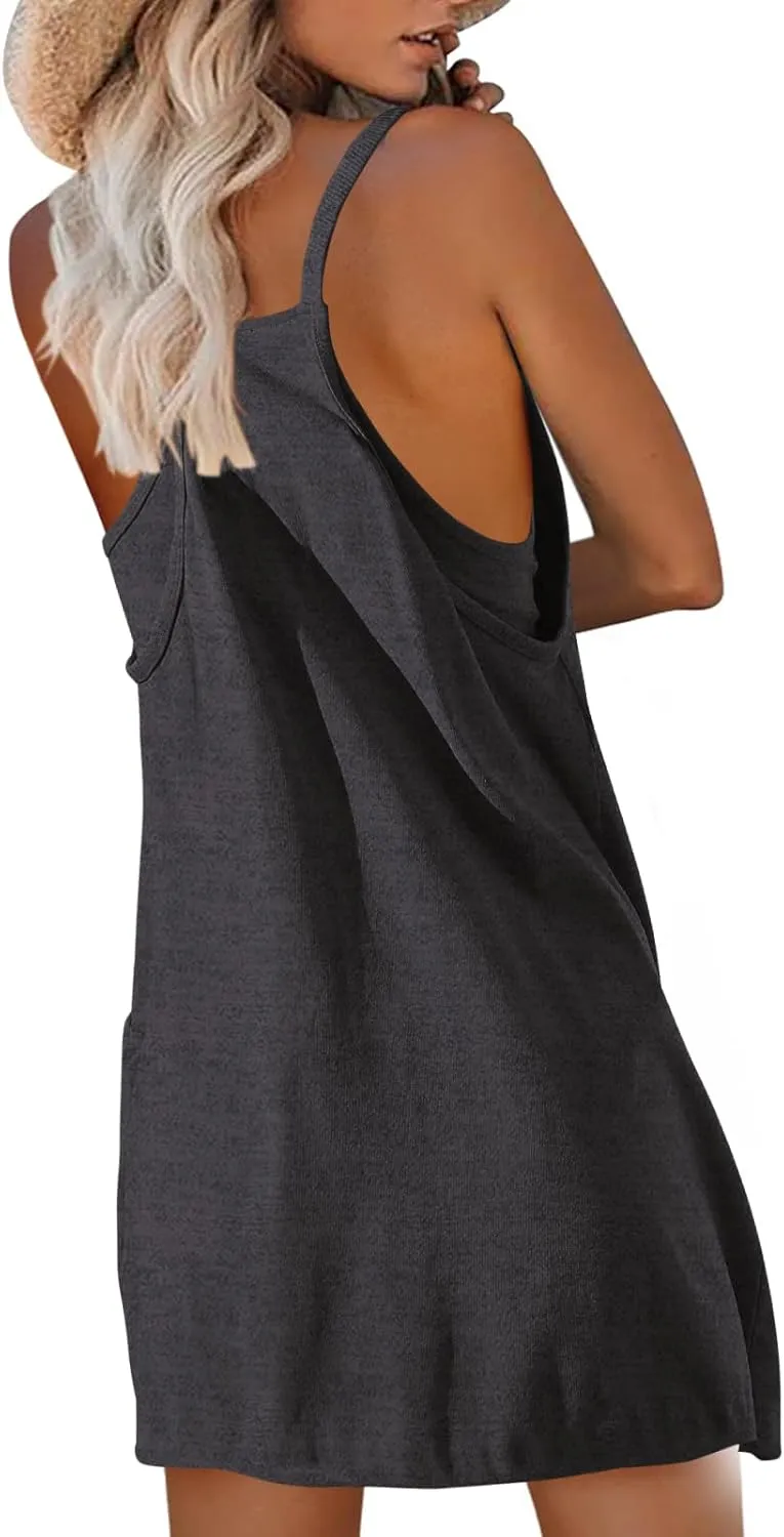 Nirovien Womens Tennis Dress Workout Mini Dress with Shorts Sleeveless Spaghetti Straps Golf Athletic Dresses