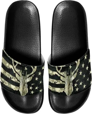 Non Slip Slide Sandals for Women Men, Open Toe House Comfy Flat Slides Slipper for Bathroom Beach