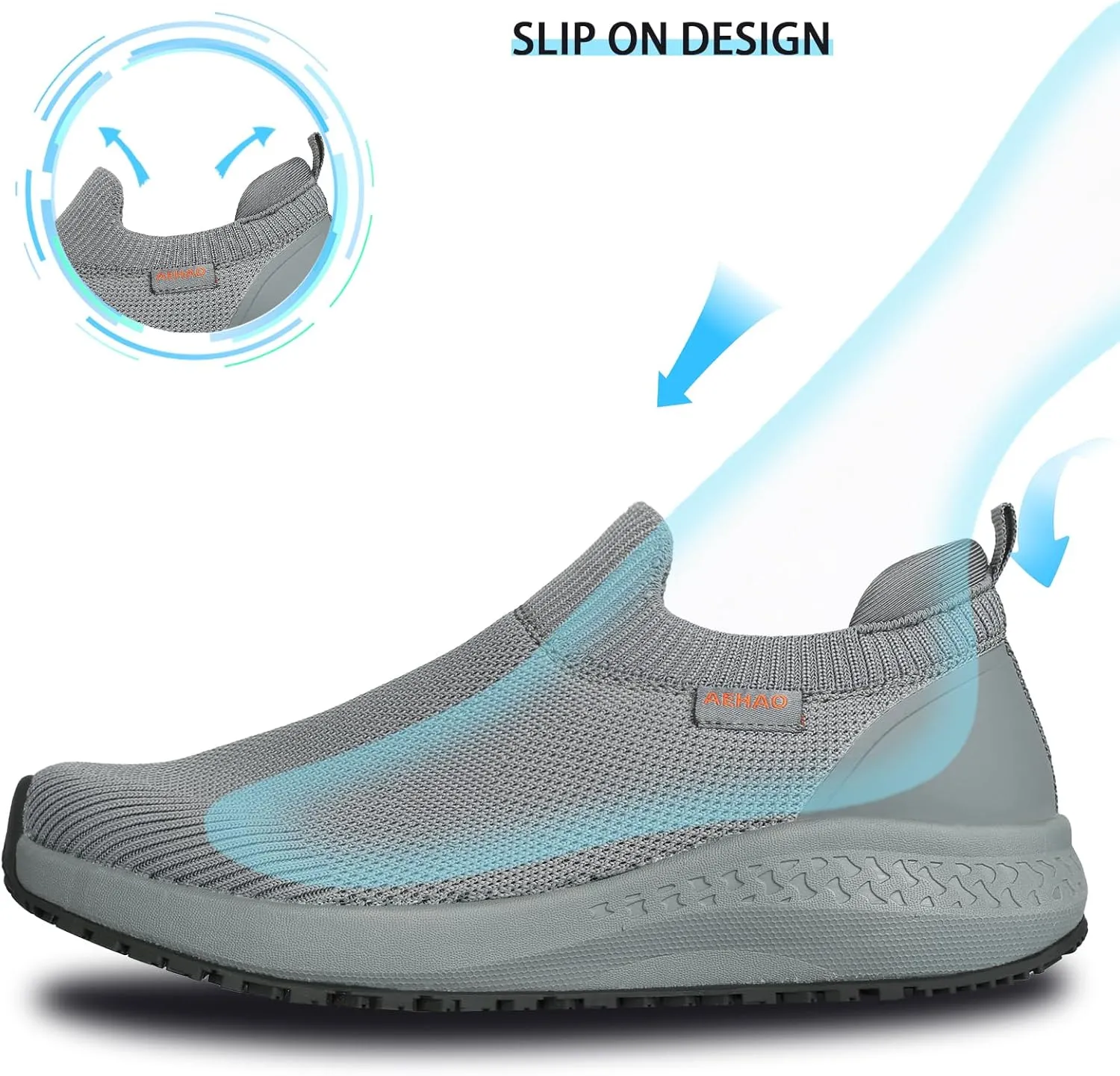 Non Slip Work Shoes for Men Food Service Slip On Chef Kitchen Shoes Waterproof Work Shoes Restaurant Slip Resistant Hospital Walking Sneakers Air Cushion Breathable Lightweight