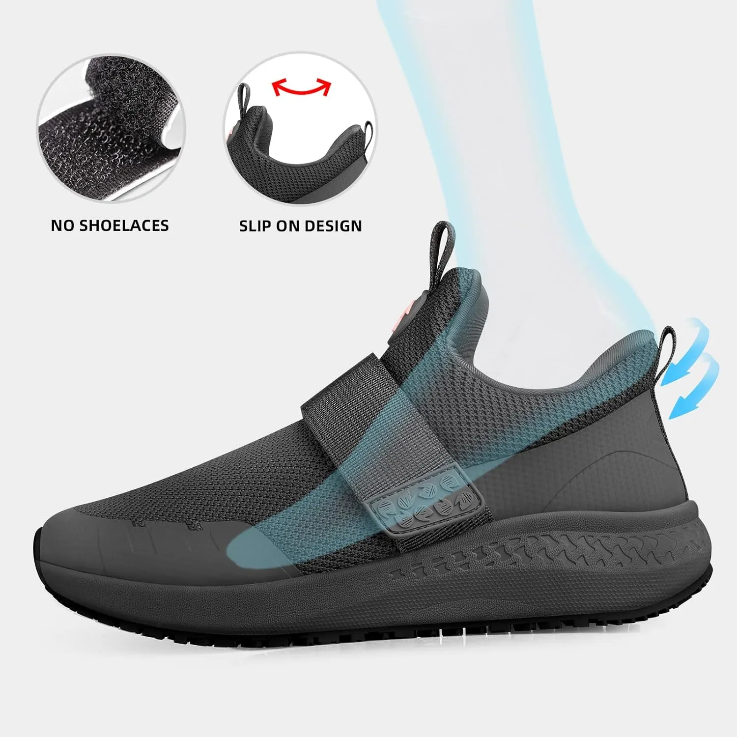 Non Slip Work Shoes for Women Food Service Slip Resistant Waterproof Kitchen Chef Slip On Restaurant Shoes Walking Sneakers Lightweight Comfortable Working Footwear