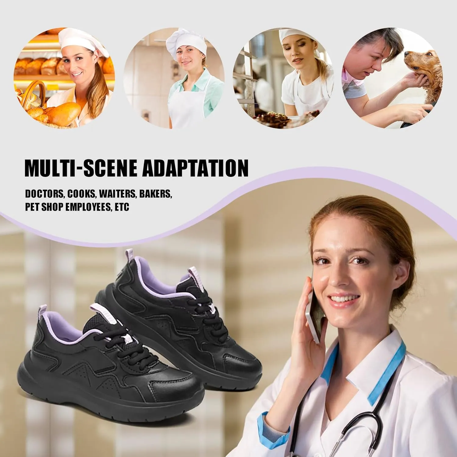 Non Slip Work Shoes Women Food Service-Lightweight and Comfortable Suitable for Restaurants and Crew Work