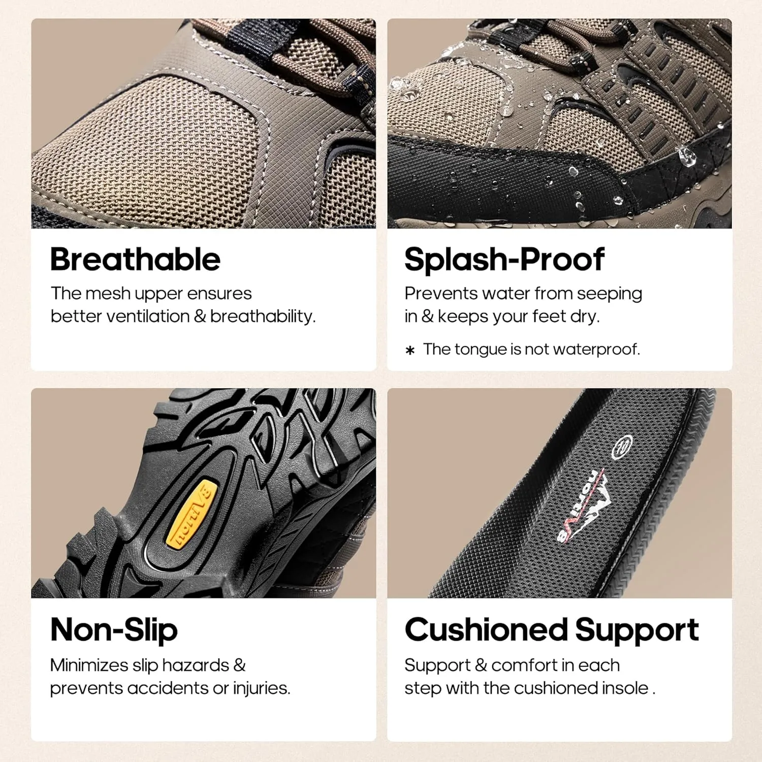 NORTIV 8 Men's Slip on Hiking Shoes Lightweight Trekking Camping Walking Outdoor Shoes