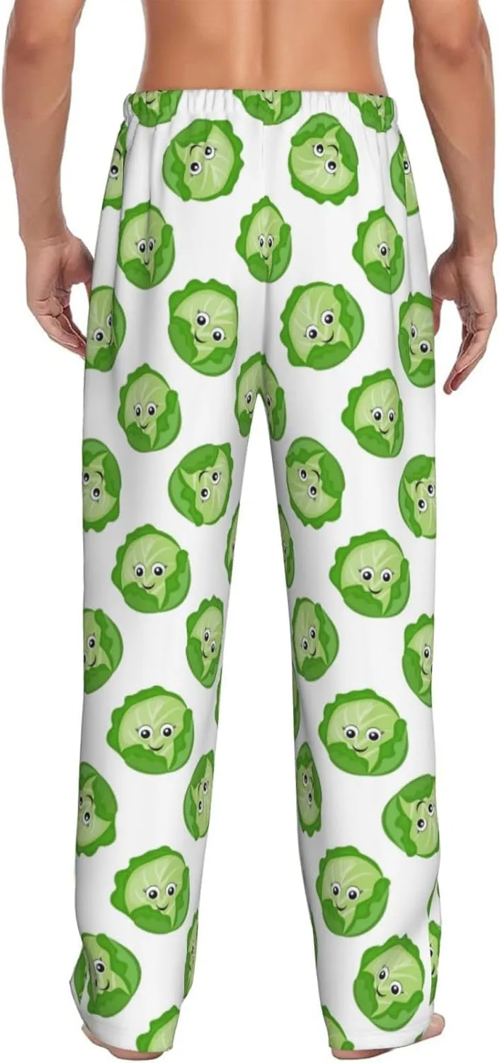 Novastar Mens Pajama Pants Bottoms with Pockets- bright cabbage cute eyes funny Soft Mens Pj Pants, Comfy Men Lounge Pants