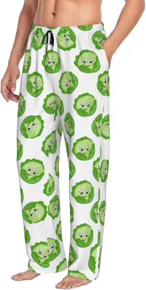 Novastar Mens Pajama Pants Bottoms with Pockets- bright cabbage cute eyes funny Soft Mens Pj Pants, Comfy Men Lounge Pants