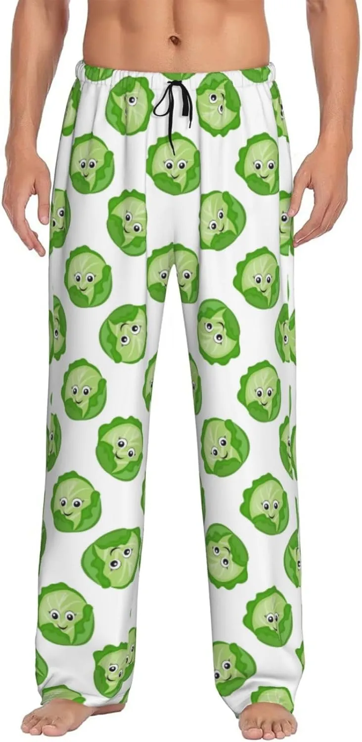 Novastar Mens Pajama Pants Bottoms with Pockets- bright cabbage cute eyes funny Soft Mens Pj Pants, Comfy Men Lounge Pants