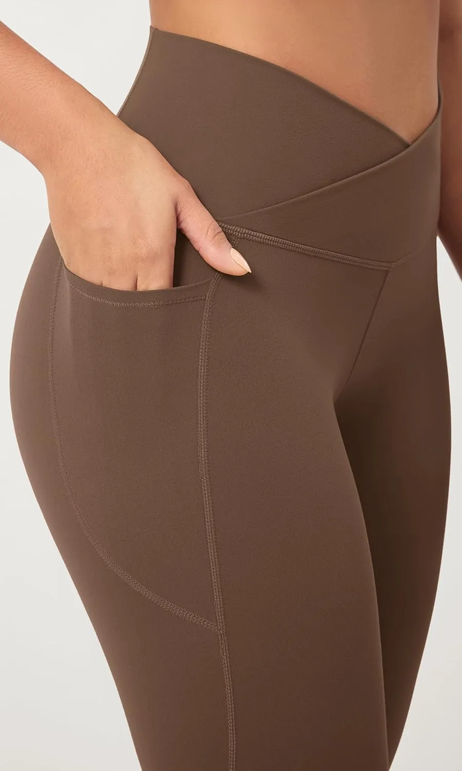 ODODOS 2 Pack Buttery Soft Cross Waist Leggings with Pockets for Women, ODCLOUD 25" / 28" Crossover Lounge Yoga Pants
