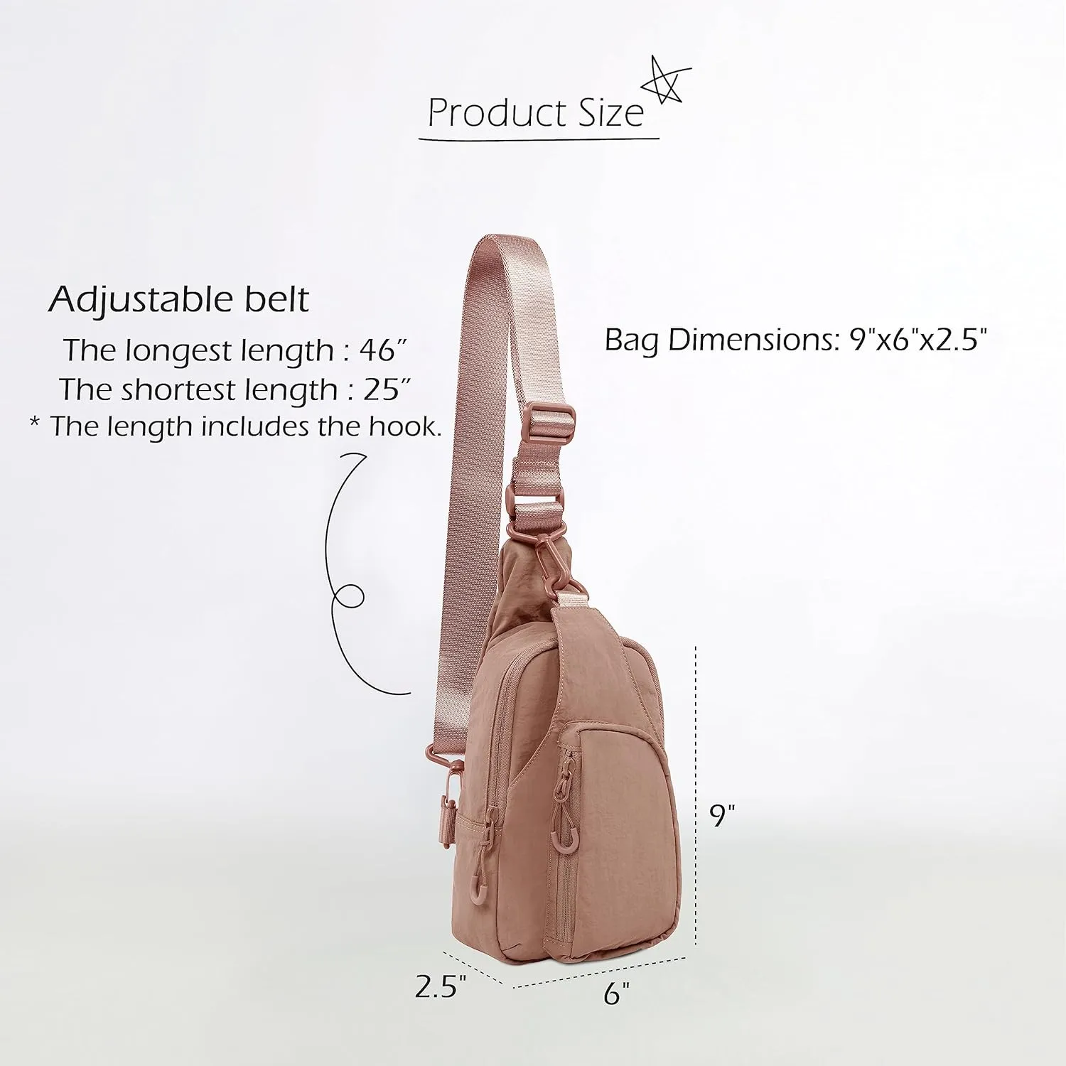 ODODOS Daily Sling Bag with Adjustable Straps Crossbody Chest Bag Lightweight Small Backpack for Casual Traveling Hiking