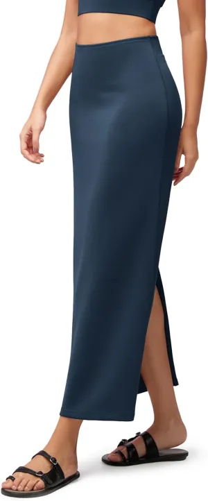 ODODOS Modal Soft Maxi Skirt for Women, Back Slit High Waist Casual Long Pencil Skirts