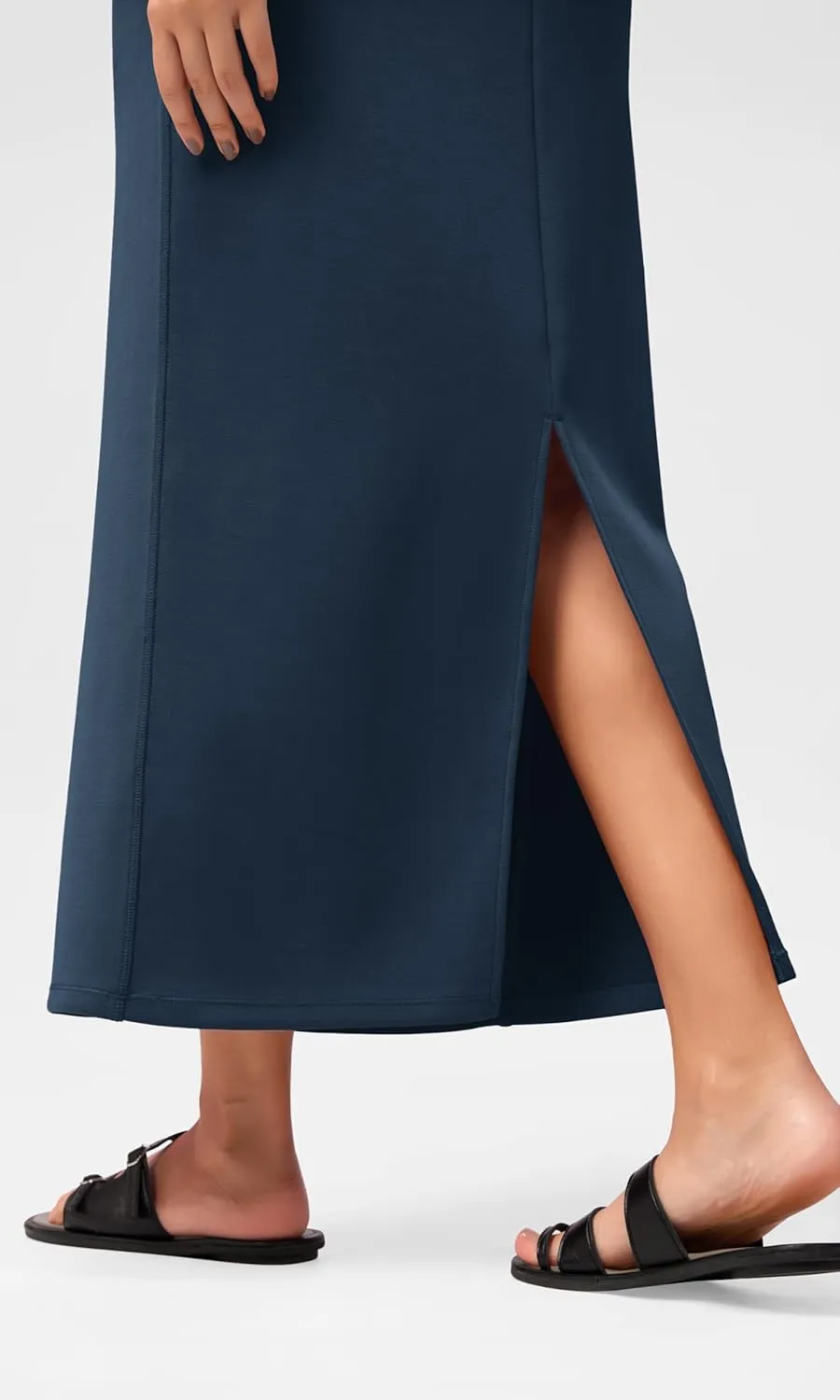 ODODOS Modal Soft Maxi Skirt for Women, Back Slit High Waist Casual Long Pencil Skirts