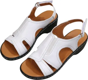 oiangi Wedge Sandals for Women Casual Summer Fish Mouth Open Toe Quilted Hook and Loop Hollow Slipper Lightweight Comfortable Outdoor Ladies Shoes