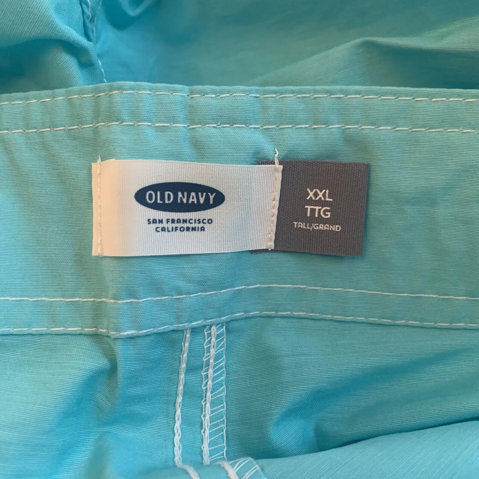Old Navy Board Shorts Size XXL Tall 7" Above The Knee Swim Pockets Aqua Blue NWT