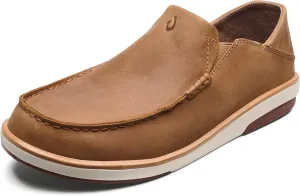 OLUKAI Kalia Men's Leather Slip-On, Full-Grain Waxed Nubuck Leather Shoes, Lightweight & Comfortable