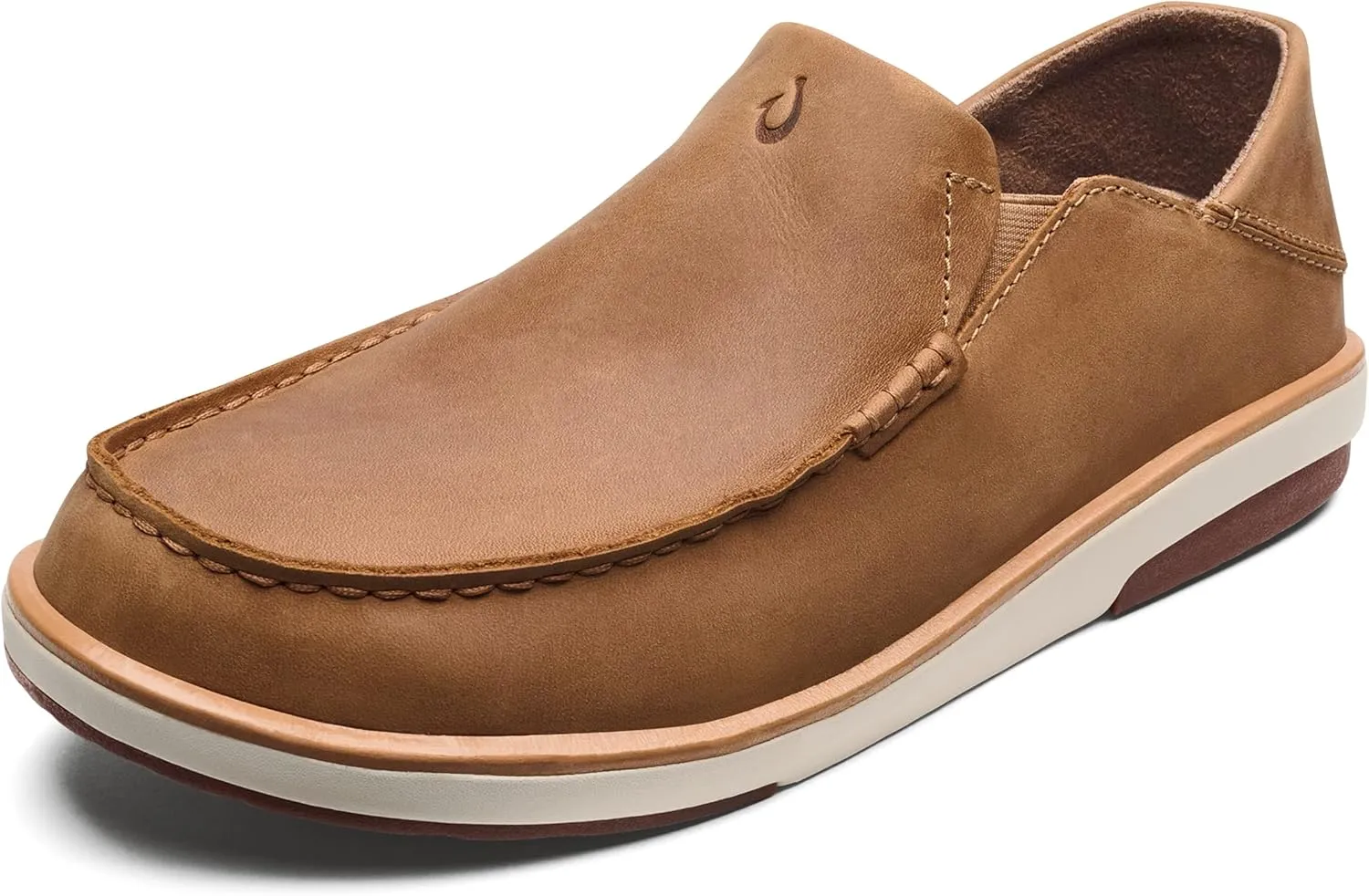 OLUKAI Kalia Men's Leather Slip-On, Full-Grain Waxed Nubuck Leather Shoes, Lightweight & Comfortable