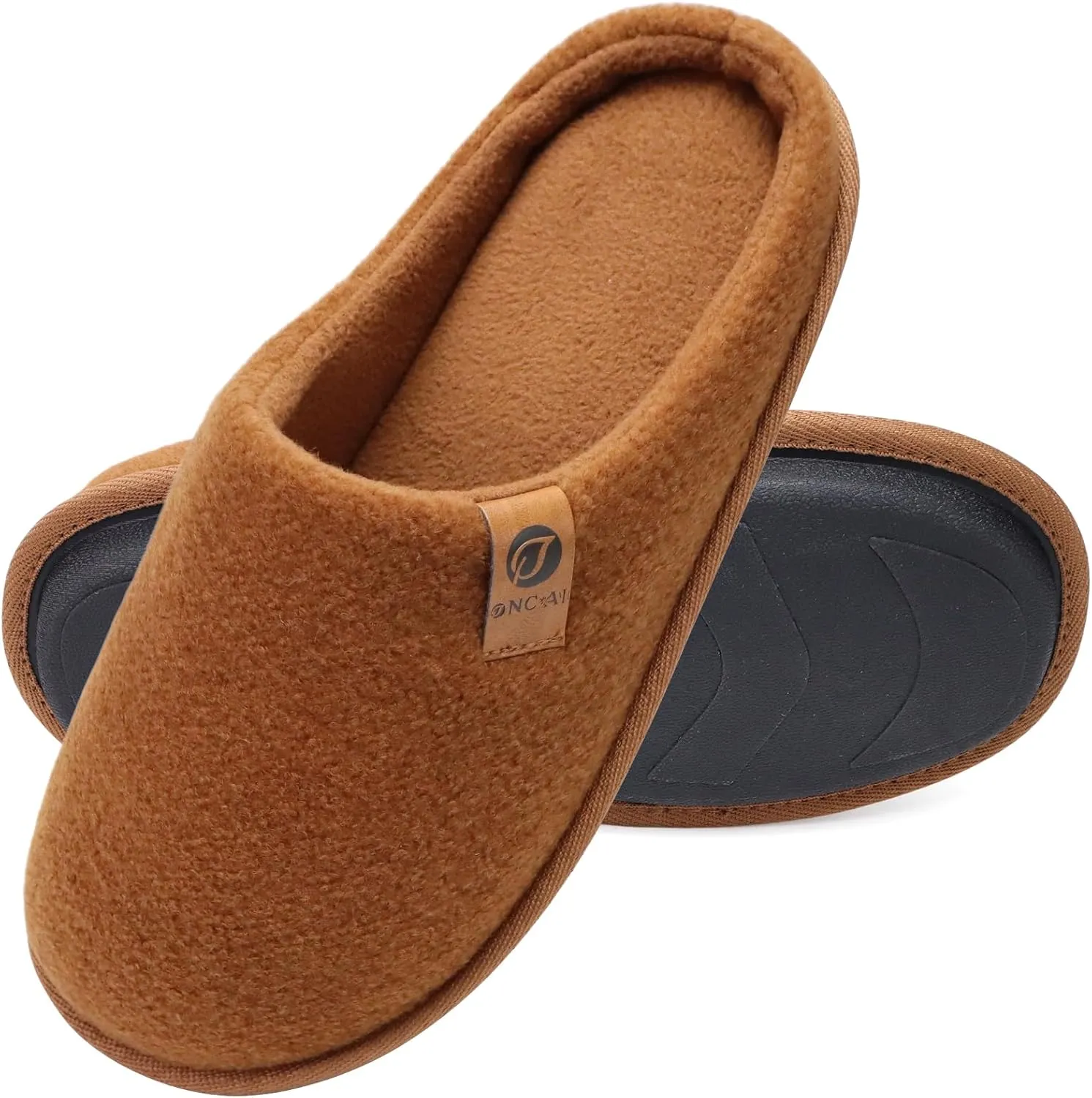 ONCAI Mens Cozy Memory Foam Scuff Slippers Slip On Warm House Shoes Indoor/Outdoor with Best Arch Support