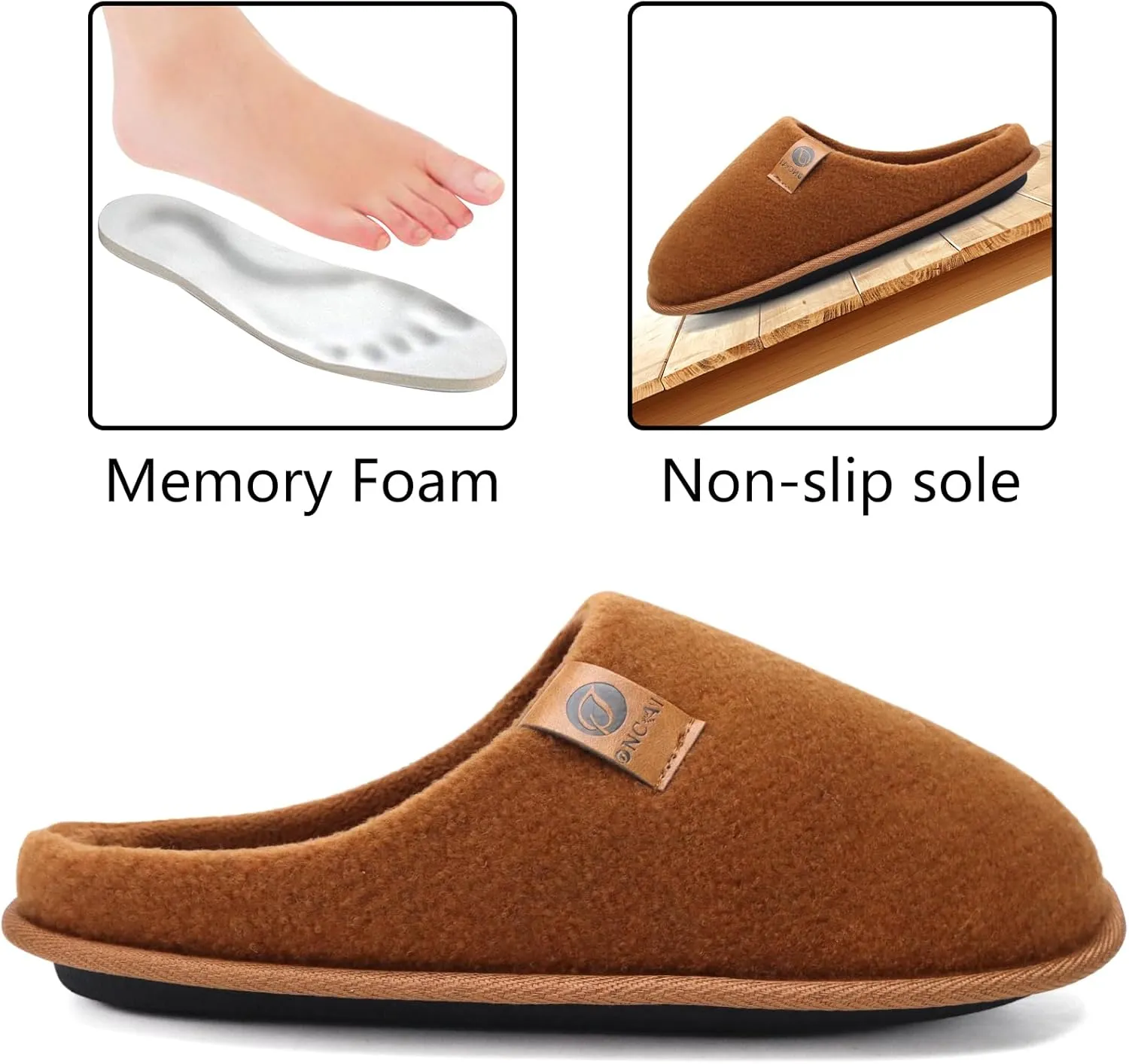 ONCAI Mens Cozy Memory Foam Scuff Slippers Slip On Warm House Shoes Indoor/Outdoor with Best Arch Support