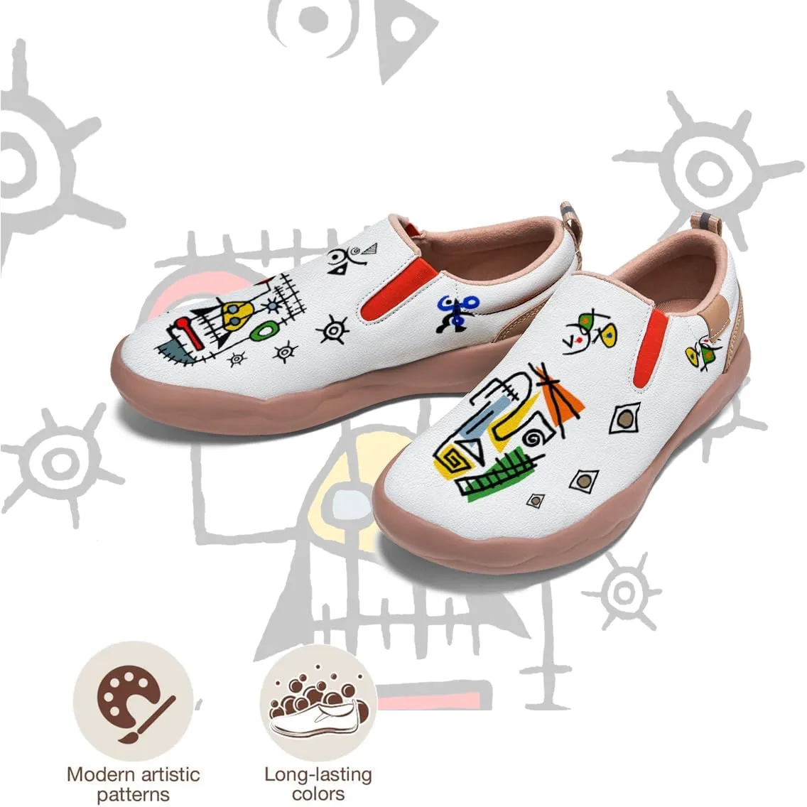 Onehorse Women's Graffiti Painted Shoes Walking Travel Casual Loafers Lightweight Comfort Slip-On Fashion Sneakers