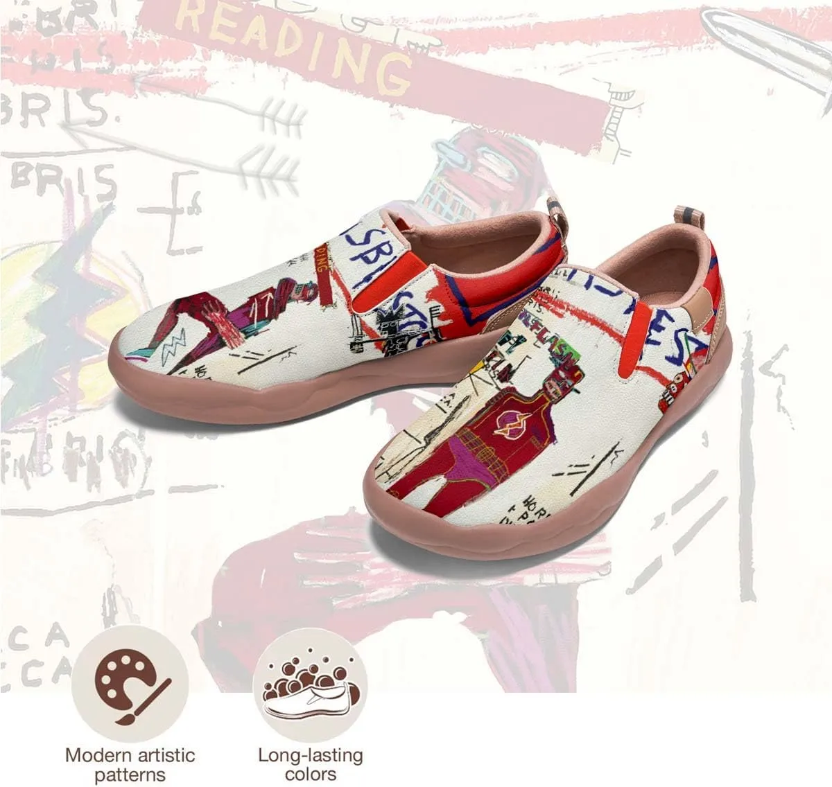 Onehorse Women's Graffiti Painted Shoes Walking Travel Casual Loafers Lightweight Comfort Slip-On Fashion Sneakers