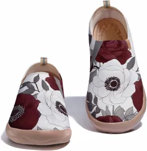 Onehorse Women's Lotus Painted Travel Shoes Slip-On Casual Lightweight Breathable Flats Comfortable Loafers