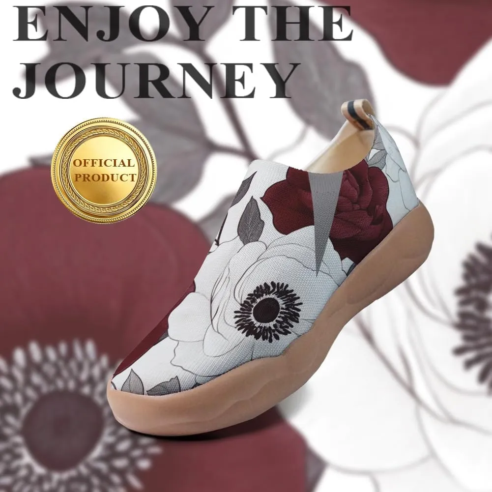 Onehorse Women's Lotus Painted Travel Shoes Slip-On Casual Lightweight Breathable Flats Comfortable Loafers