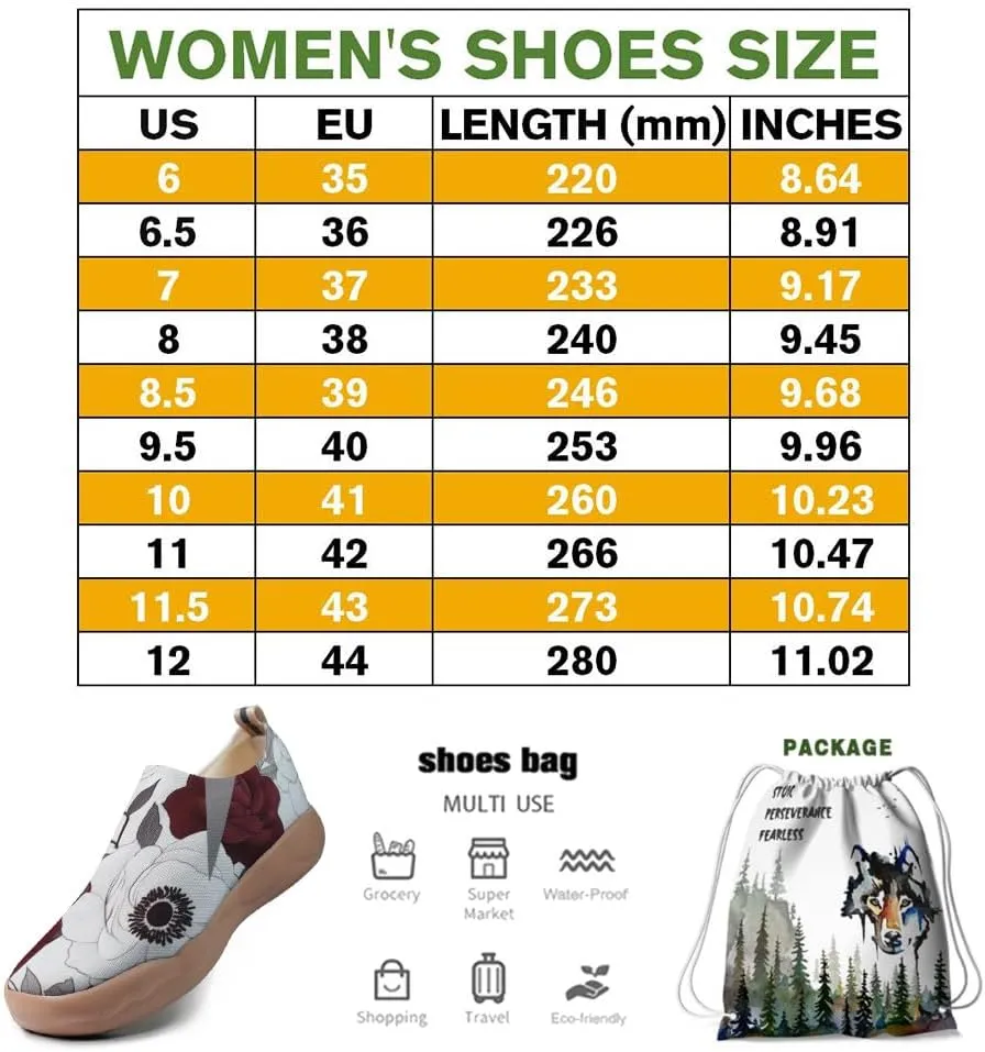 Onehorse Women's Lotus Painted Travel Shoes Slip-On Casual Lightweight Breathable Flats Comfortable Loafers