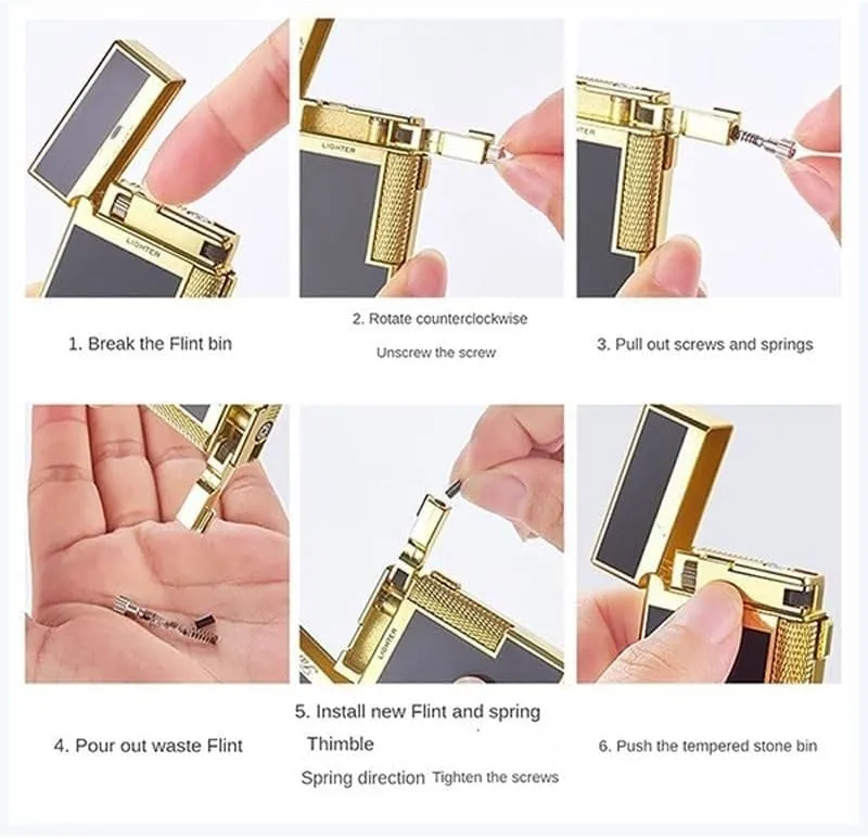 Open Flame Soft Flame lighter, Dual Flame Butane Lighter, Windproof Jet Flame, Flint Side Slide Igniter Torch lighters Butane refillable Metal Lighter Cool Lighter Gift for Men Husband Father(Silver3)