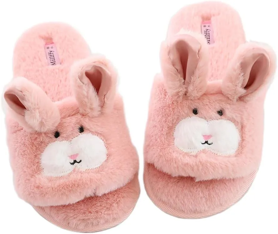 Open Toe Slippers for Women|Womens Cute Bunny cat Plush Fuzzy Dog Slippers|flip Flops Indoor House Thong Slide