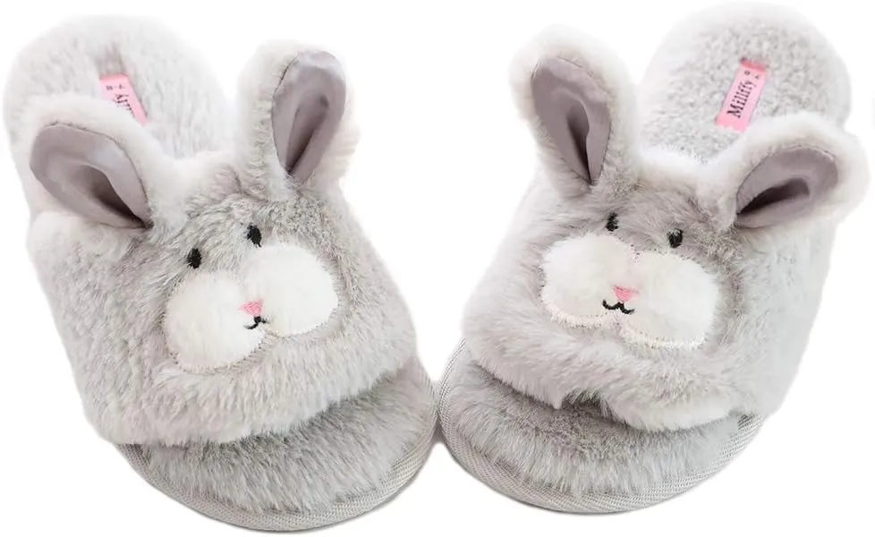 Open Toe Slippers for Women|Womens Cute Bunny cat Plush Fuzzy Dog Slippers|flip Flops Indoor House Thong Slide