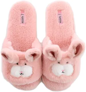 Open Toe Slippers for Women|Womens Cute Bunny cat Plush Fuzzy Dog Slippers|flip Flops Indoor House Thong Slide