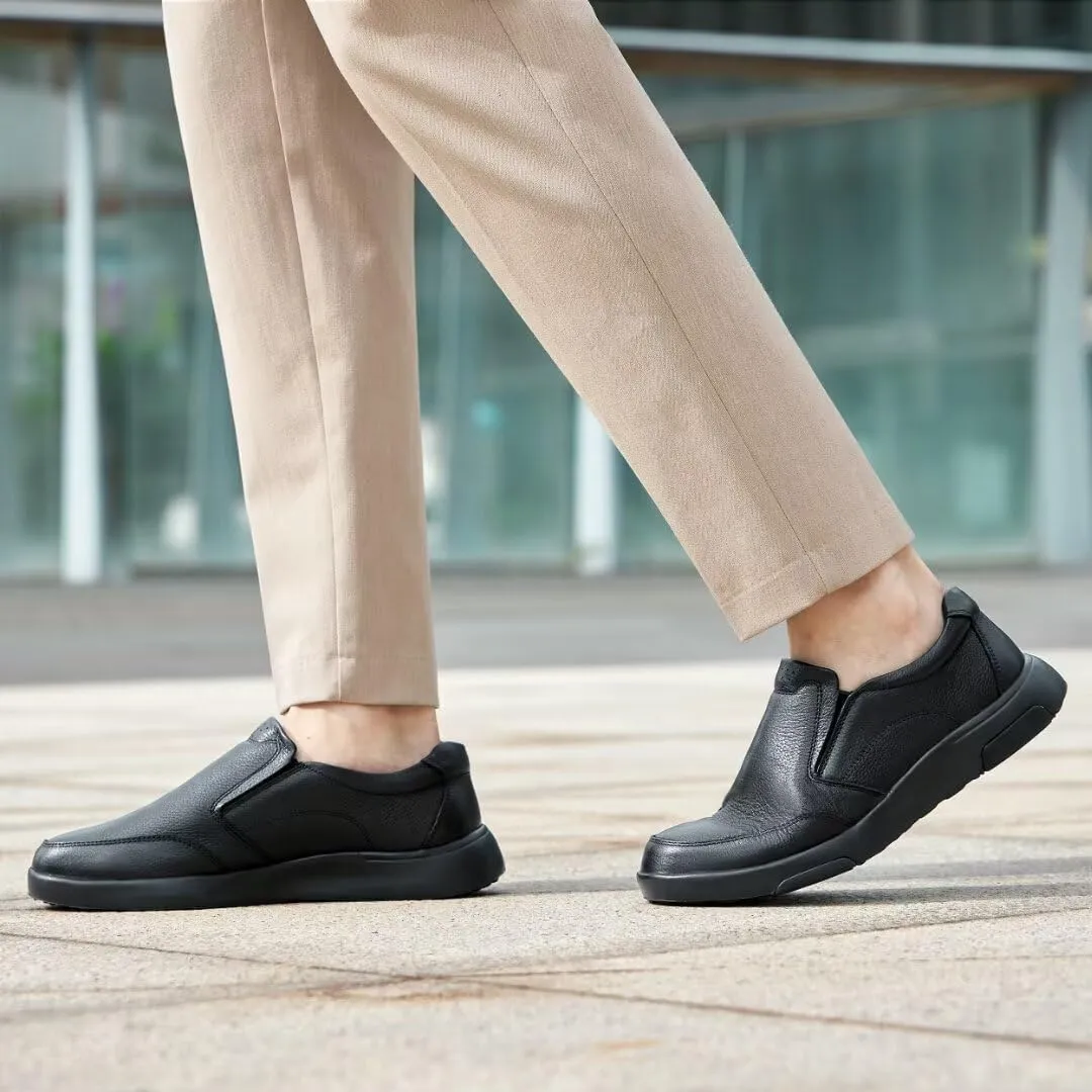 OrthoComfoot Men's Orthopedic Leather Dress Walking Shoes: Comfortable Plantar Fasciitis Oxfords with Arch Support, Business Diabetic Slip-On Loafers for Foot and Heel Pain Relief