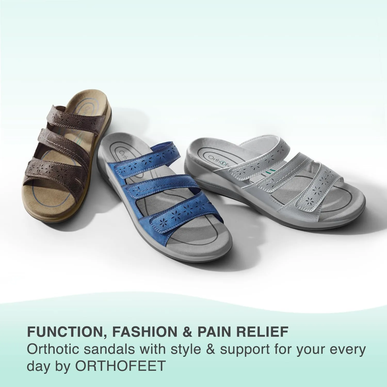 Orthofeet Women's Orthopedic Stretchable Slide Sahara Sandals