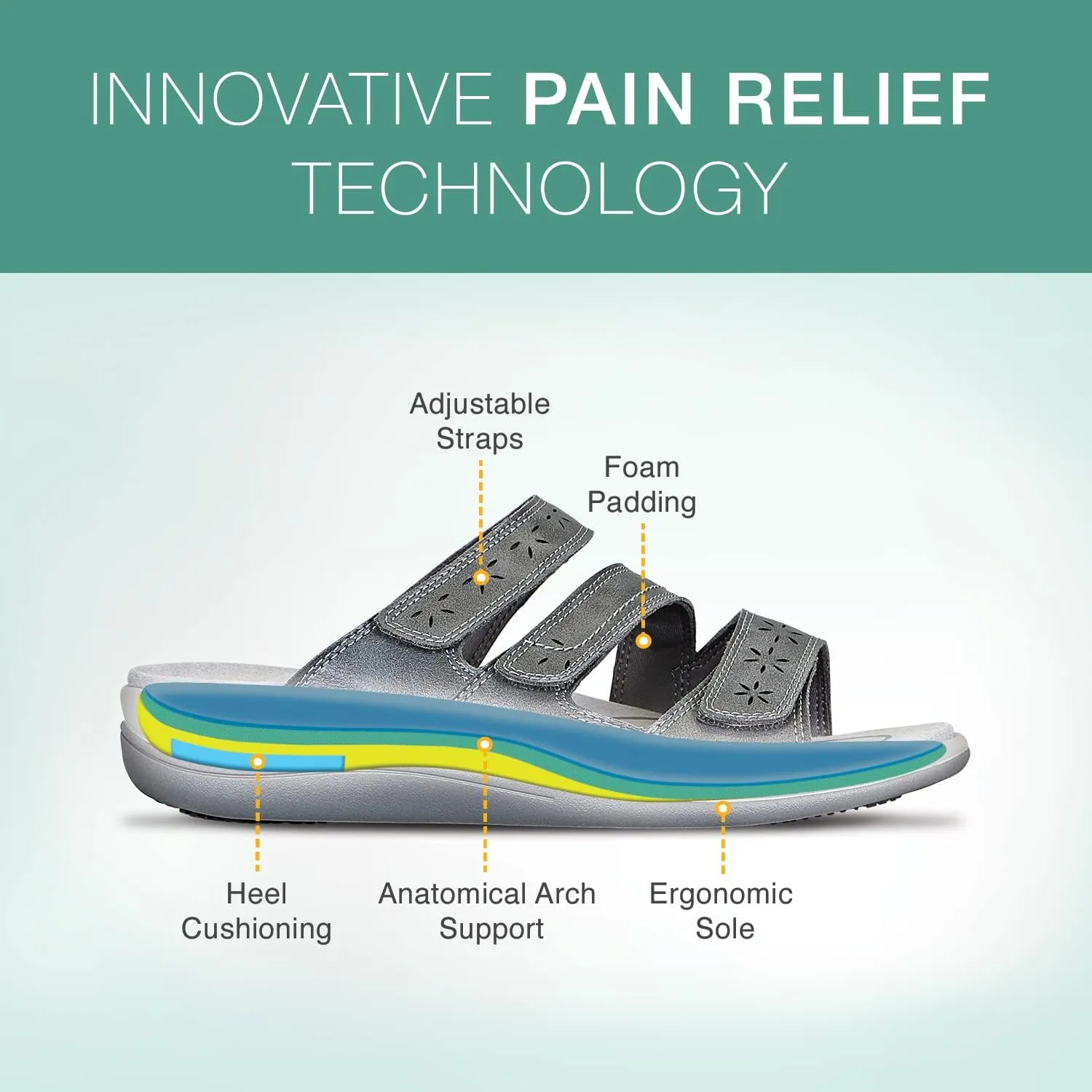 Orthofeet Women's Orthopedic Stretchable Slide Sahara Sandals