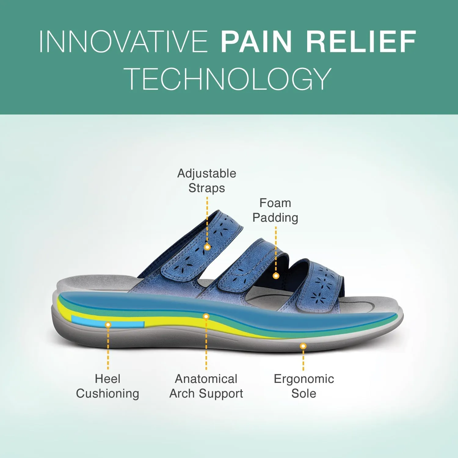Orthofeet Women's Orthopedic Stretchable Slide Sahara Sandals