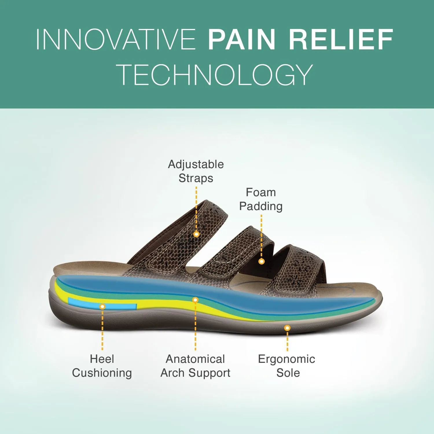 Orthofeet Women's Orthopedic Stretchable Slide Sahara Sandals