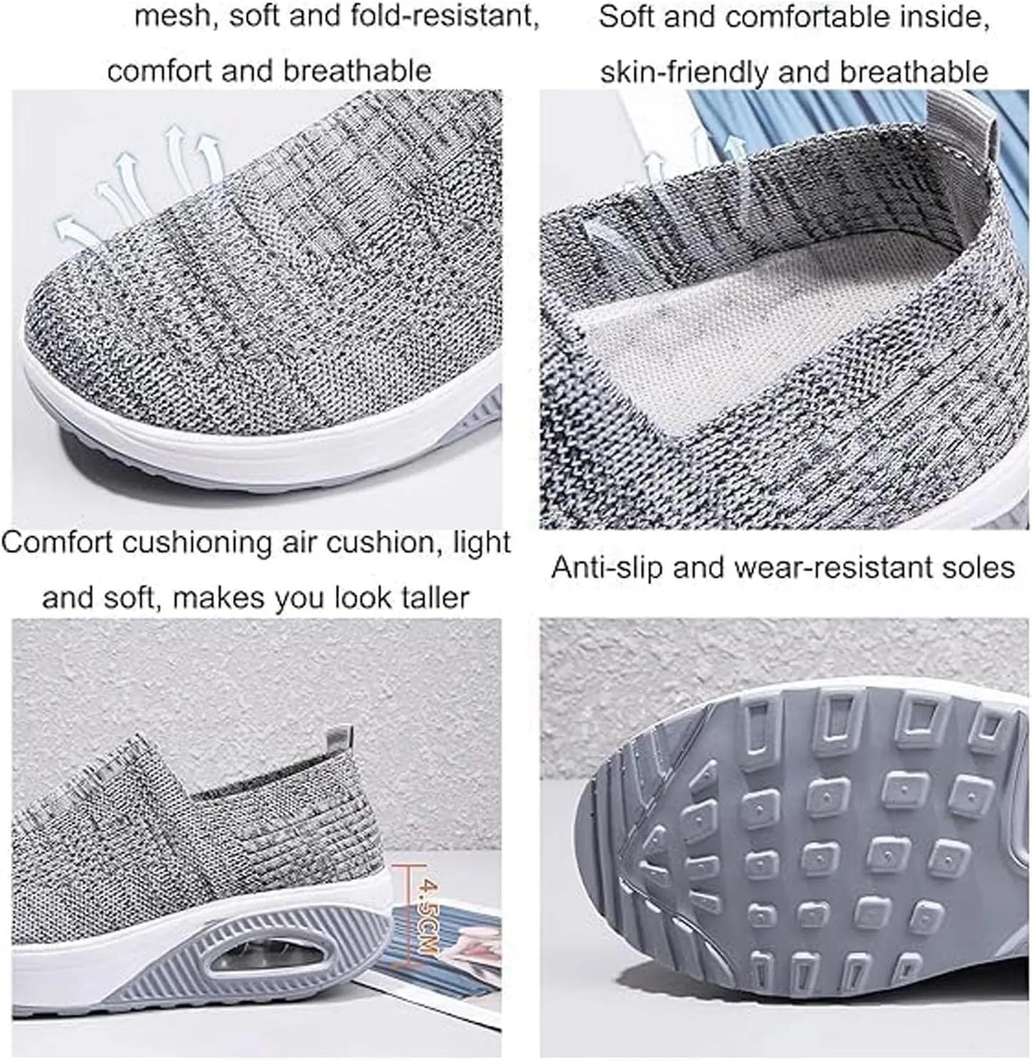 Orthopedic Sneakers for Women New Air Cushion Slip on Walking Shoes Arch Support Lightweight Wedge Walking Sneakers