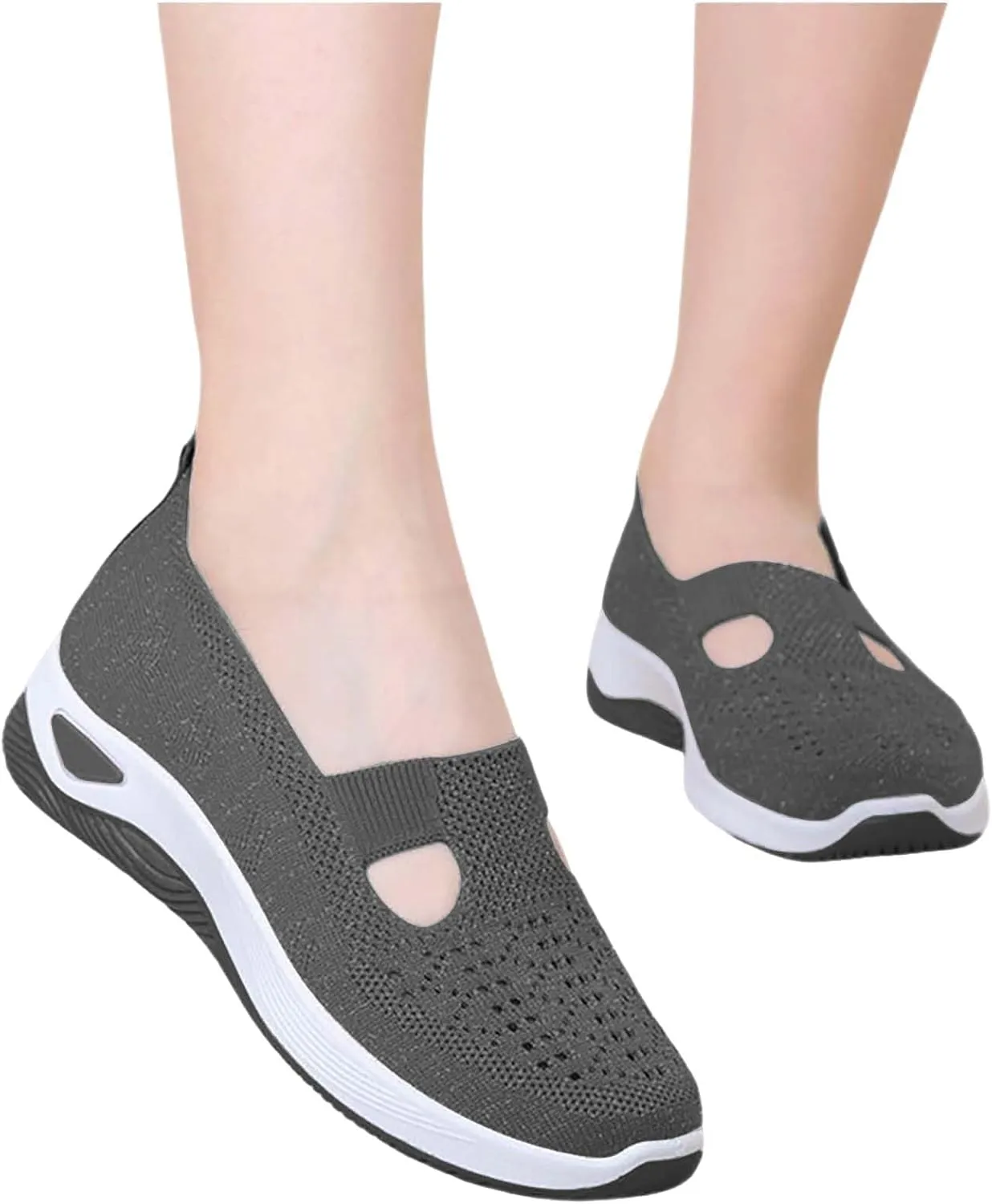 Orthowalkway Womens Shoes Orthopedic Arch Support Breathable Flying Woven Sneakers Casual Comfort Wear Slip On Sneaker
