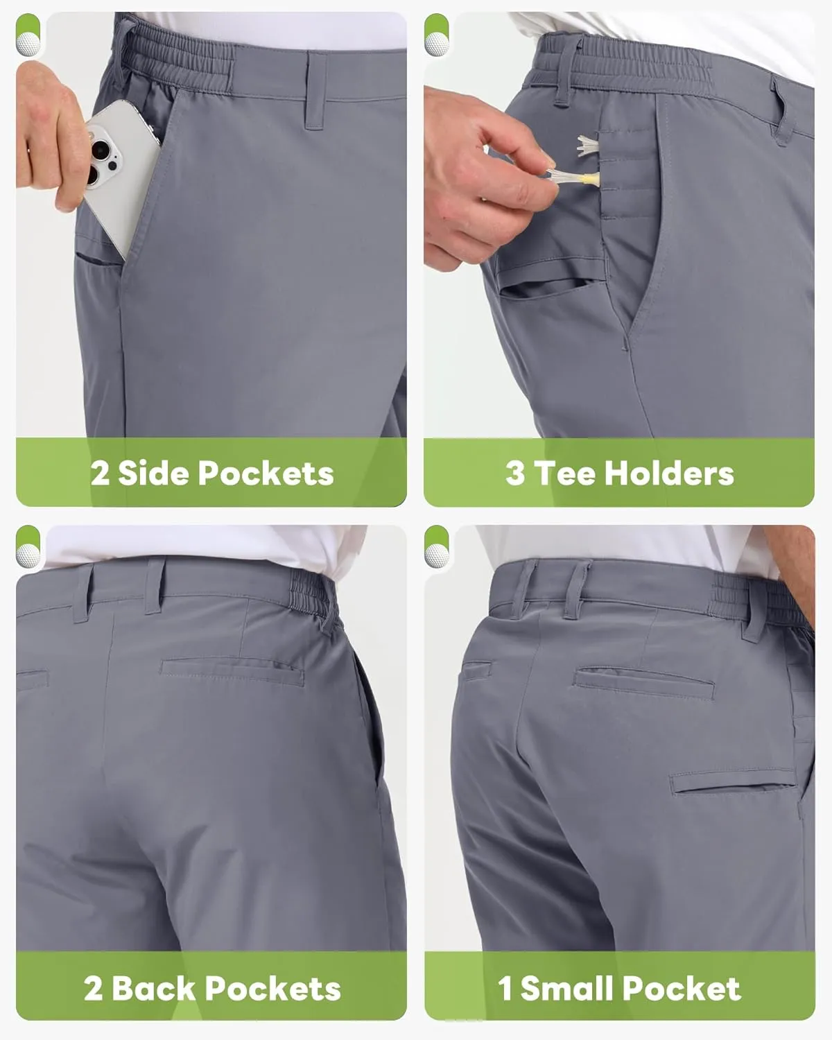 Outdoor Ventures Mens Golf Shorts 9 Inch Inseam Dry Fit Stretch UPF 50  Lightweight Quick Dry Flat Front with Pockets