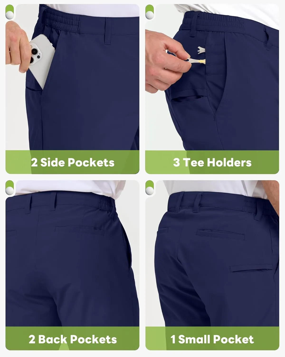 Outdoor Ventures Mens Golf Shorts 9 Inch Inseam Dry Fit Stretch UPF 50  Lightweight Quick Dry Flat Front with Pockets
