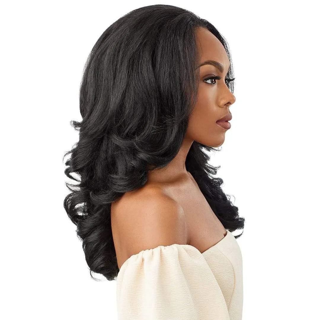 Outre Quick Weave Self Styled in 60 Seconds Neesha Soft & Natural New Half Wig Cap Laysflat Requires Less Leave Out NEESHA H301 (DRBLKCHER)