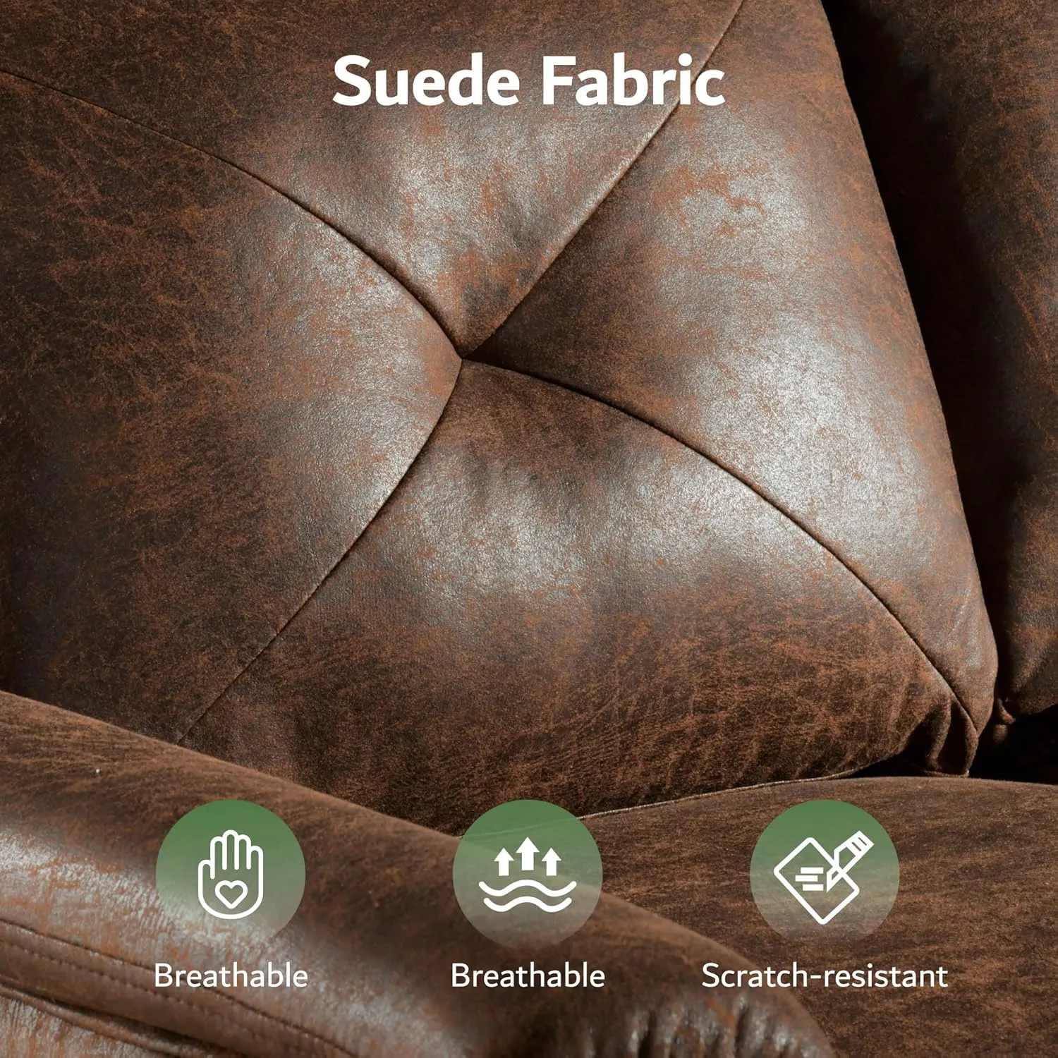 ovios Mid-Century Modern 3 Seater Sofa with Faux Leather, Luxury Couch with Comfortable Armrest,Comfy Couches with Deep Seat,Small Sofas for Living Room Bedroom, Dark Brown