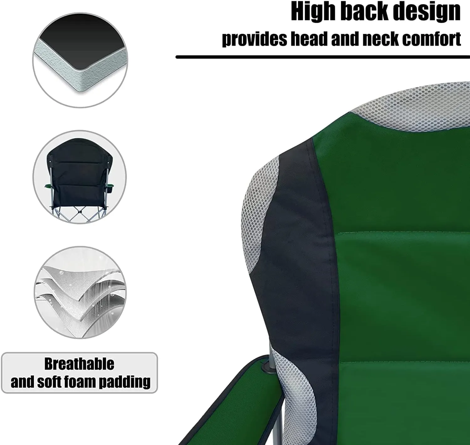 Padded Camping Chairs for Adults with Armrests and Cup Holder, Heavy Duty Folding Chair Portable for Fishing Beach, Perfect for Caravan Trips, BBQs, Garden, Picnic