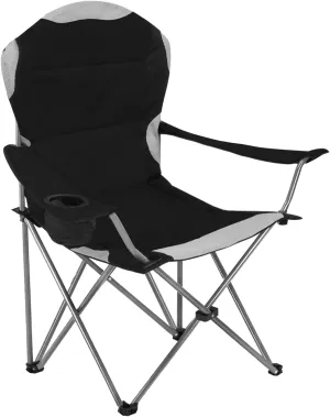 Padded Camping Chairs for Adults with Armrests and Cup Holder, Heavy Duty Folding Chair Portable for Fishing Beach, Perfect for Caravan Trips, BBQs, Garden, Picnic