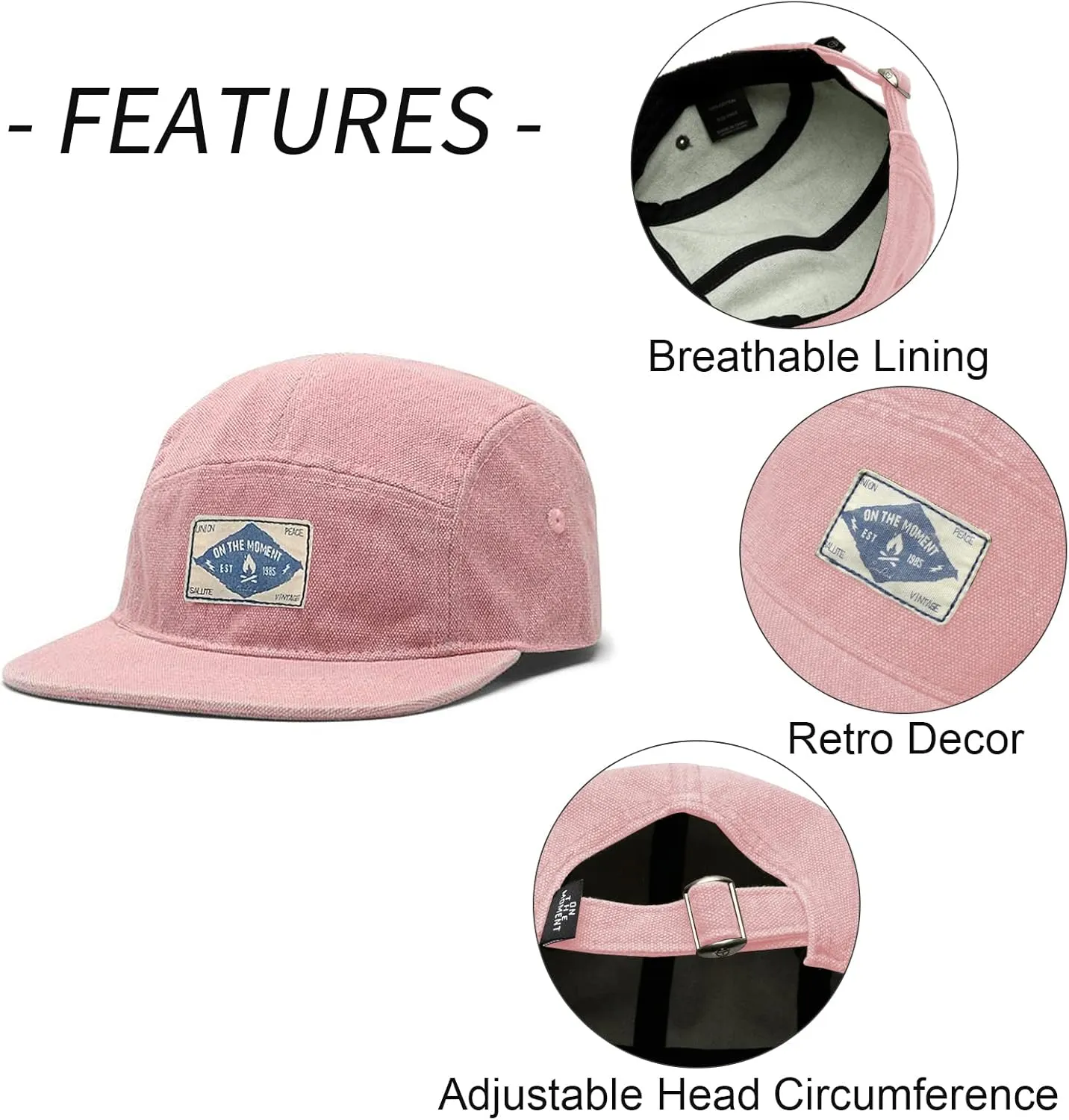 Panegy Denim 5 Panel Hat for Men Women Flat Brim Adjustable Lightweight Camp Cap Baseball Cap Skateboard