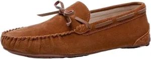 Party Loafers for Men Suede Vamp Vintage Round Toe Solid Color Non Slip Low Top Block Heel Anti-Slip Slip-on