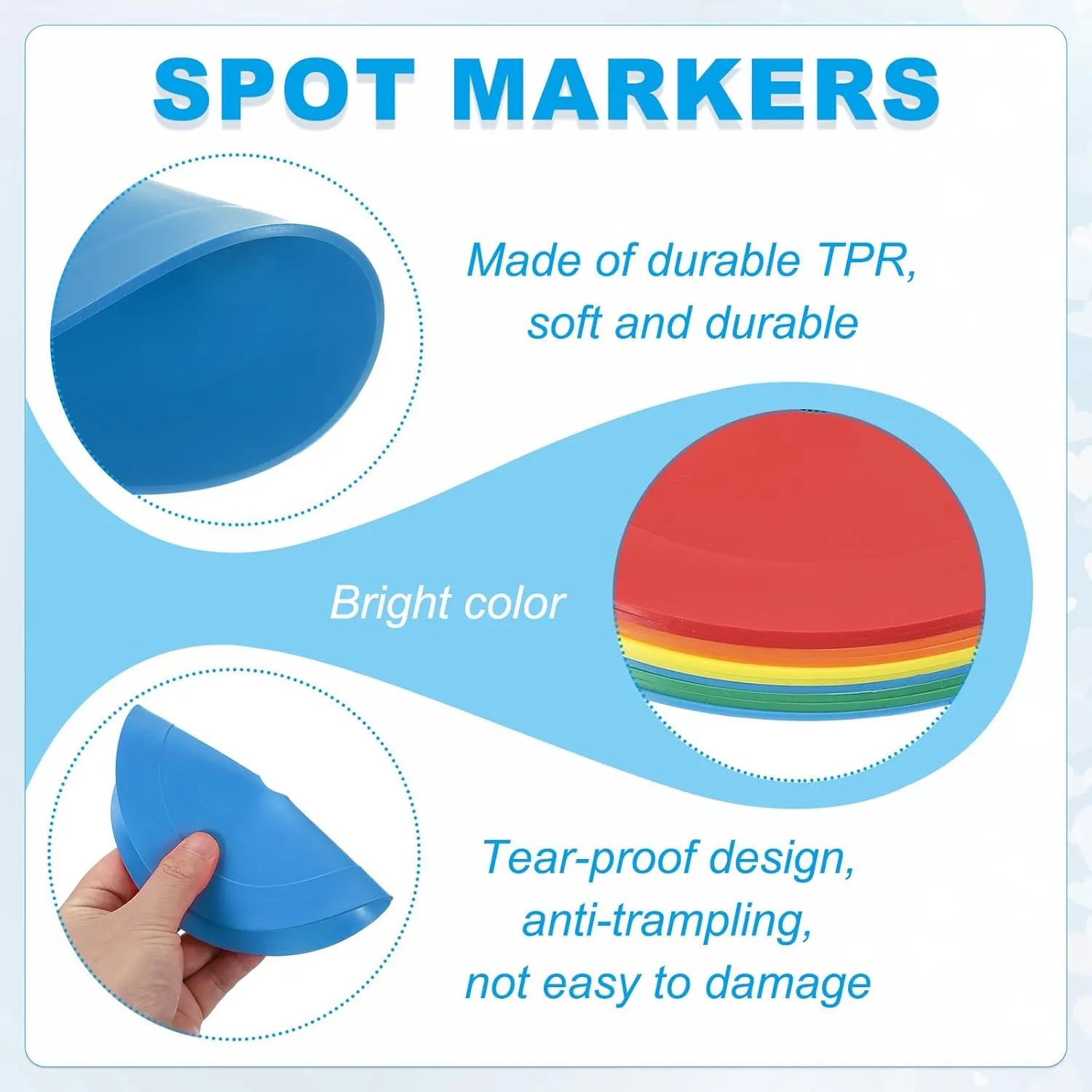 PATIKIL Flat Cones,Spot Markers Small Flat Soccer Training Cone for Football Basketball Agility Practice Sports Training Equipment