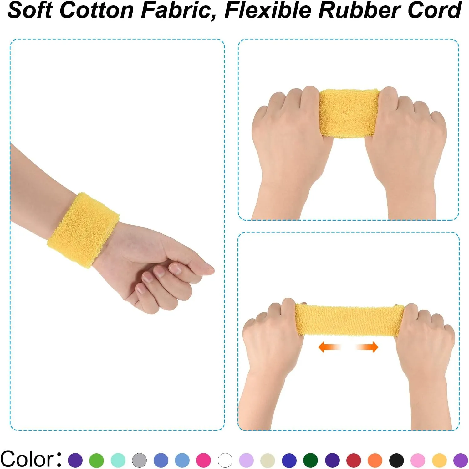PATIKIL Sport Wristbands Cotton Terry Cloth Absorbent Sweatbands for Tennis Basketball Working Out Athletic Running